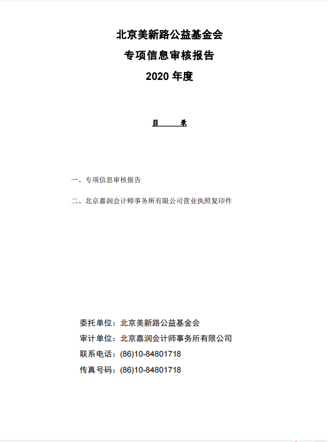 2020年专项信息审核报告